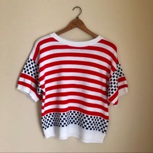 Vintage British Vogue Striped/Checkered Sweater